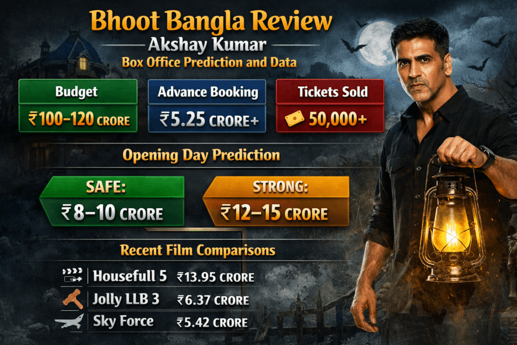 Bhoot Bangla Review Akshay Kumar opening day collection prediction visual