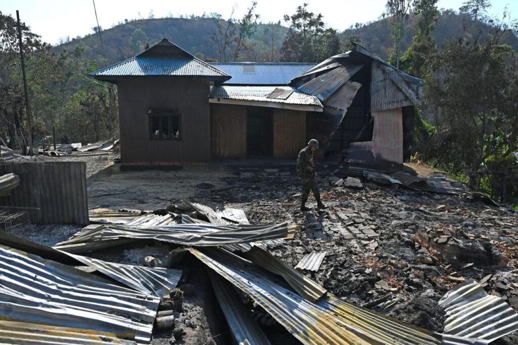 Security patrol during Manipur Violence 2026 in conflict zones