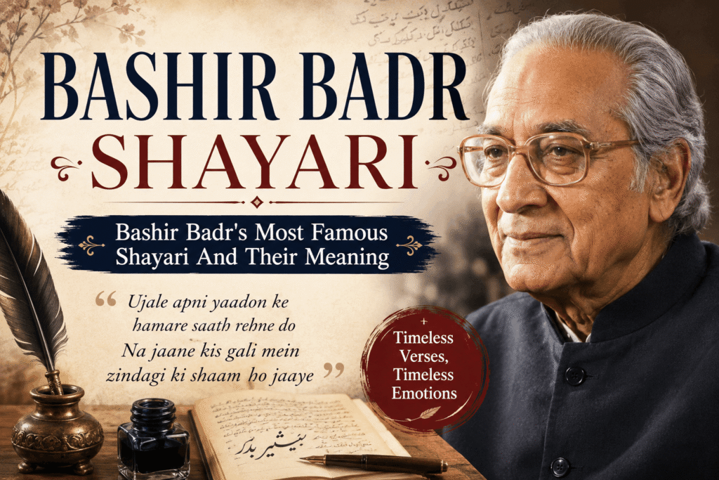 Bashir Badr Shayari featuring the legendary Urdu poet's most famous verses and their meaning