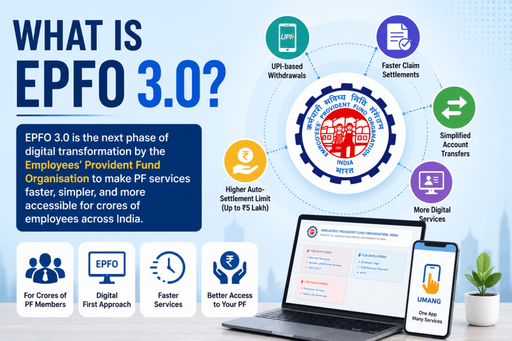 EPFO 3.0 explained with provident fund members using digital services and modern PF management tools
