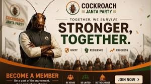 Cockroach Janta Party protest symbolizing frustrated Indian youth and Gen Z political movement