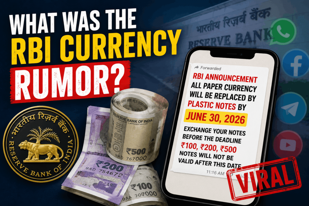 RBI Currency Rumor explained with Indian currency notes and RBI clarification about plastic notes in India