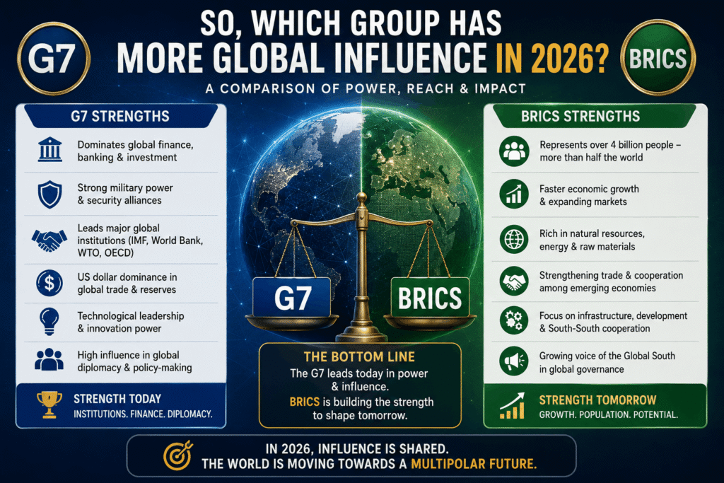 G7 vs BRICS countries comparison and membership overview