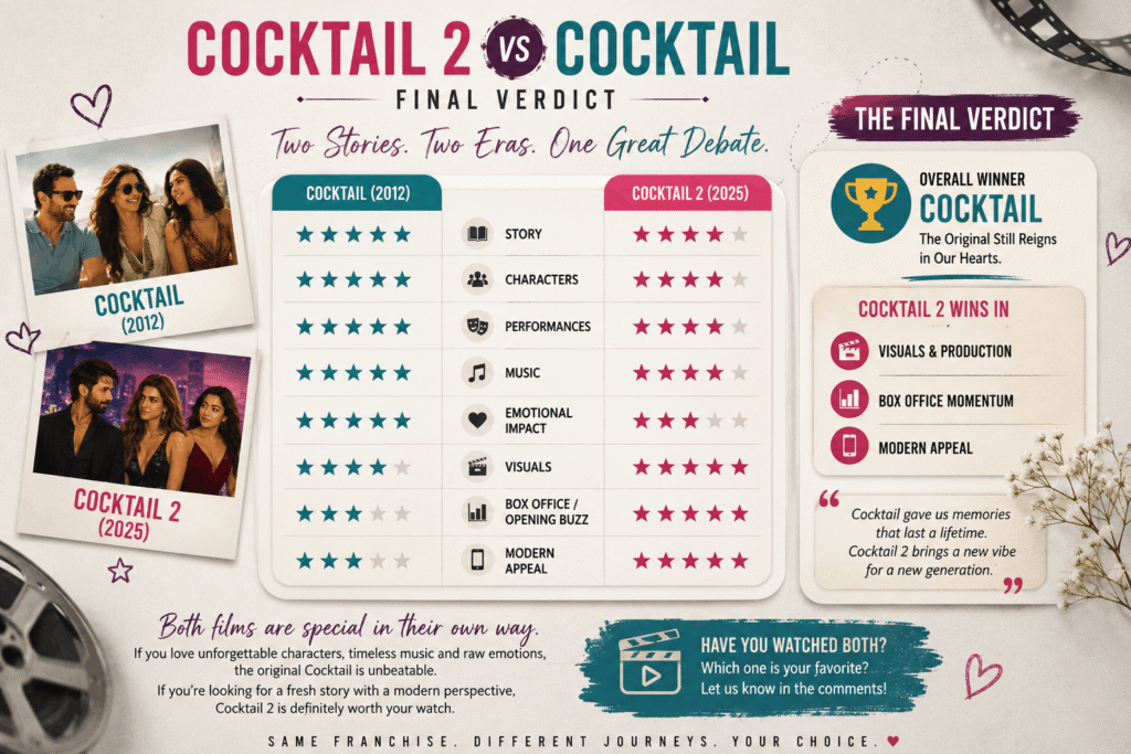 Cocktail 2 vs Cocktail comparison of lead characters and storylines