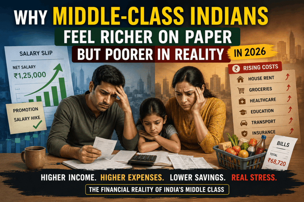 Middle-class Indians managing rising household expenses in 2026