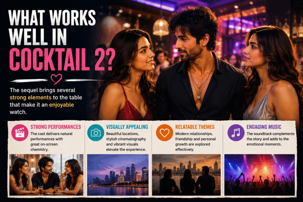 Cocktail 2 Review: Bollywood movie sequel featuring the lead cast in a promotional poster