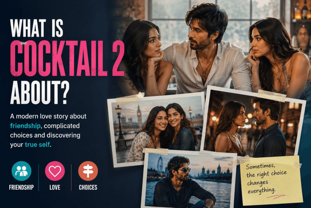 Cocktail 2 Review: Bollywood movie sequel featuring the lead cast in a promotional poster