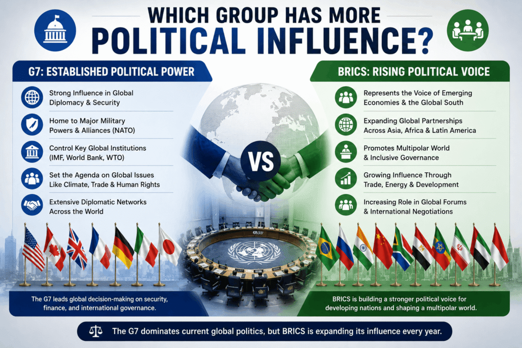 G7 vs BRICS countries comparison and membership overview