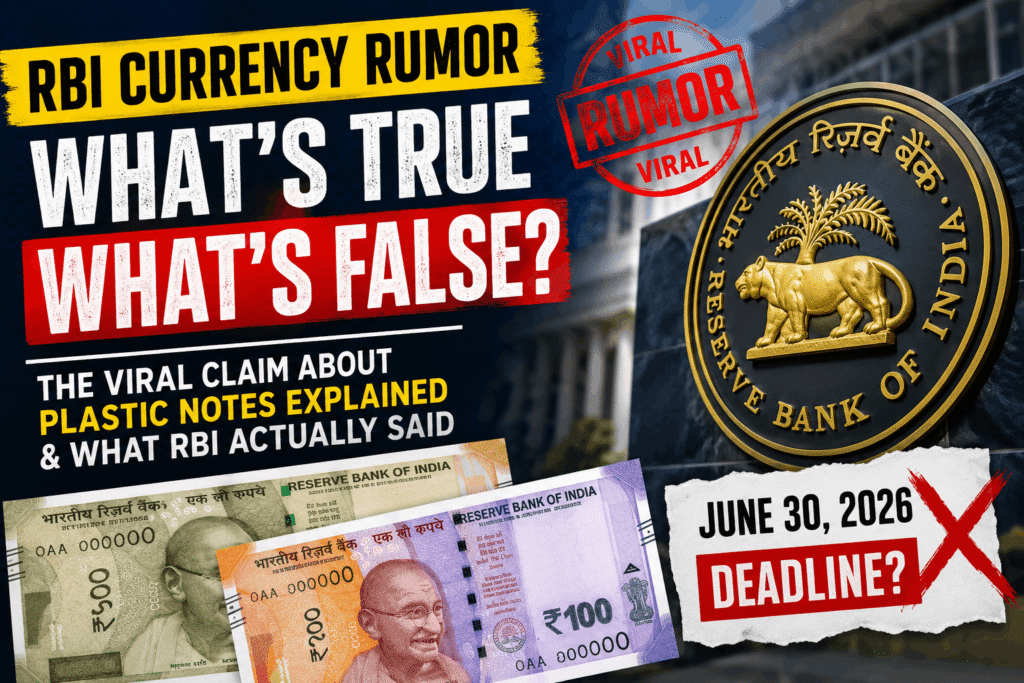 RBI Currency Rumor explained with Indian currency notes and RBI clarification about plastic notes in India