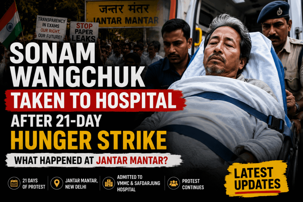 Sonam Wangchuk Taken to Hospital After 21-Day Hunger Strike at Jantar Mantar protest