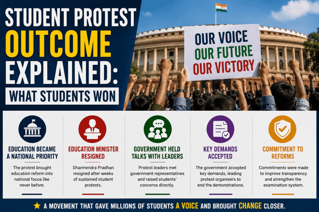 Student Protest Outcome after government talks and education reform commitments in India