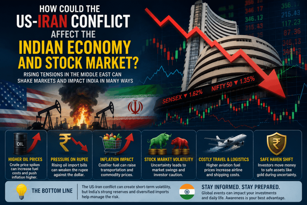 US-Iran conflict impact on India showing rising oil prices and India's economy