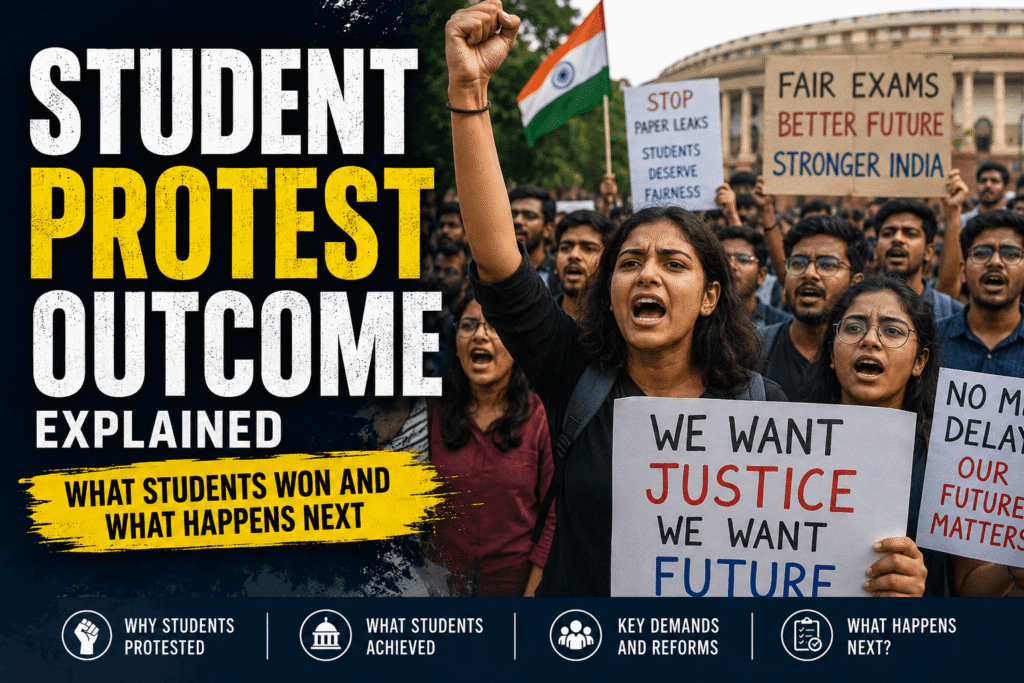 Student Protest Outcome after government talks and education reform commitments in India